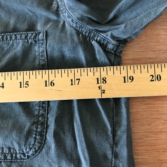 Rag & Bone Top Women S Blue Button Up Pocket Long Sleeve Hi Lo Hem Collared - Picture 8 of 13